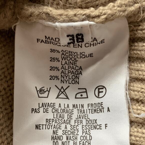 A.T by Atsuro Tayama Loop Knit 3/4 Sleeve Cardigan Sweater Tan Wool Alpaca 38 - Picture 10 of 12